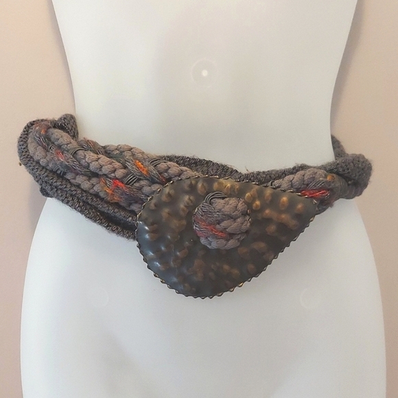 Artisan Handmade Grey Mixed Textures Braided Bohemian Belt One Size Fits Most main image 13